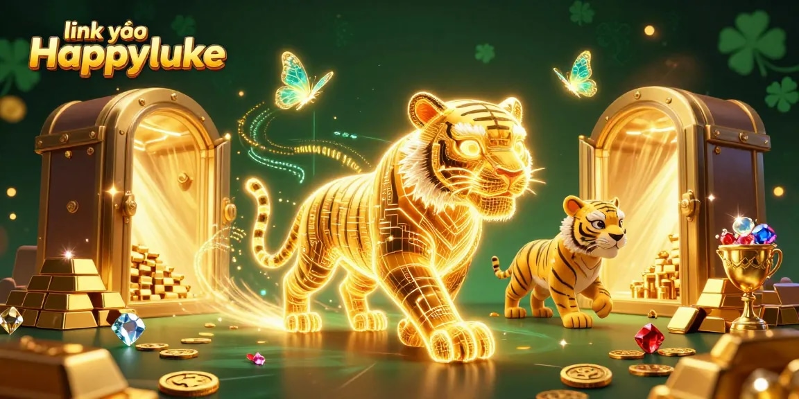 Experience excitement with link vào Happyluke's thrilling jackpot and golden treasures in a dynamic casino scene.