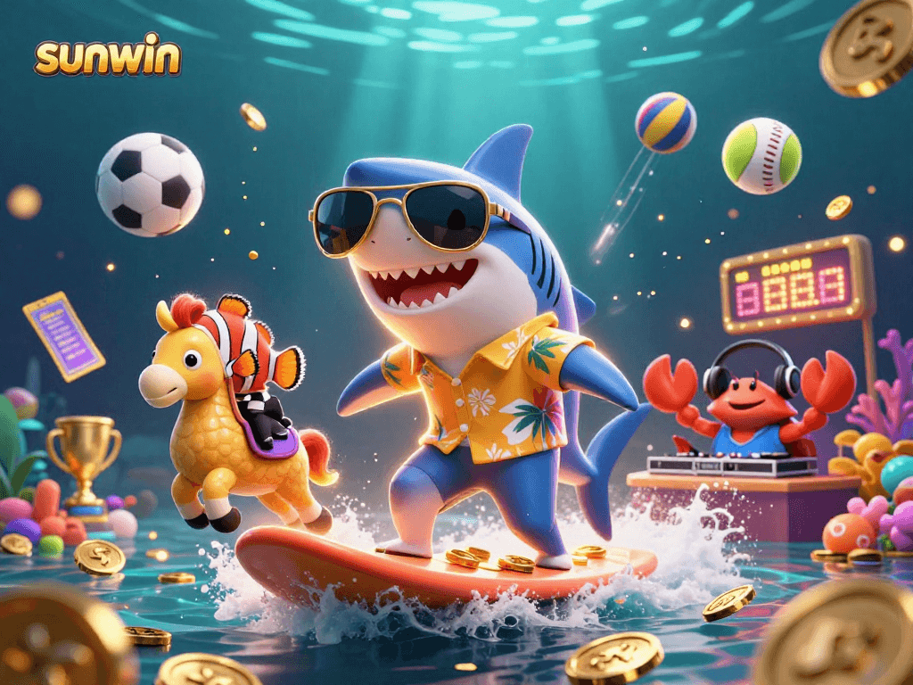 Engage with sunwin’s thrilling games in a vibrant underwater scene showcasing dynamic casino action.