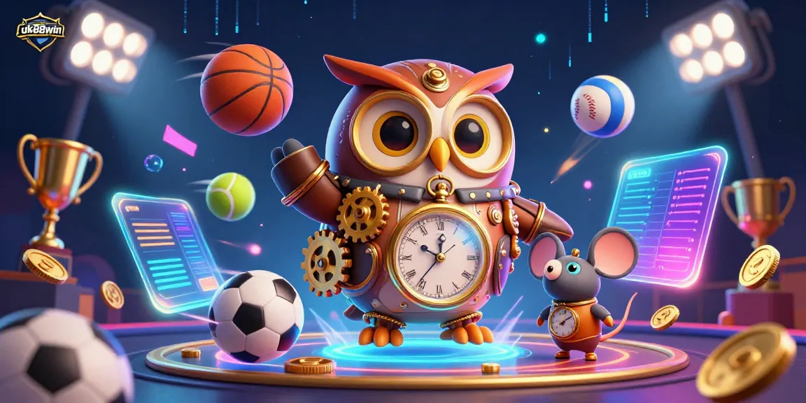 Engage in thrilling gambling adventures at uk88win featuring dynamic sports elements and a whimsical steampunk scene.