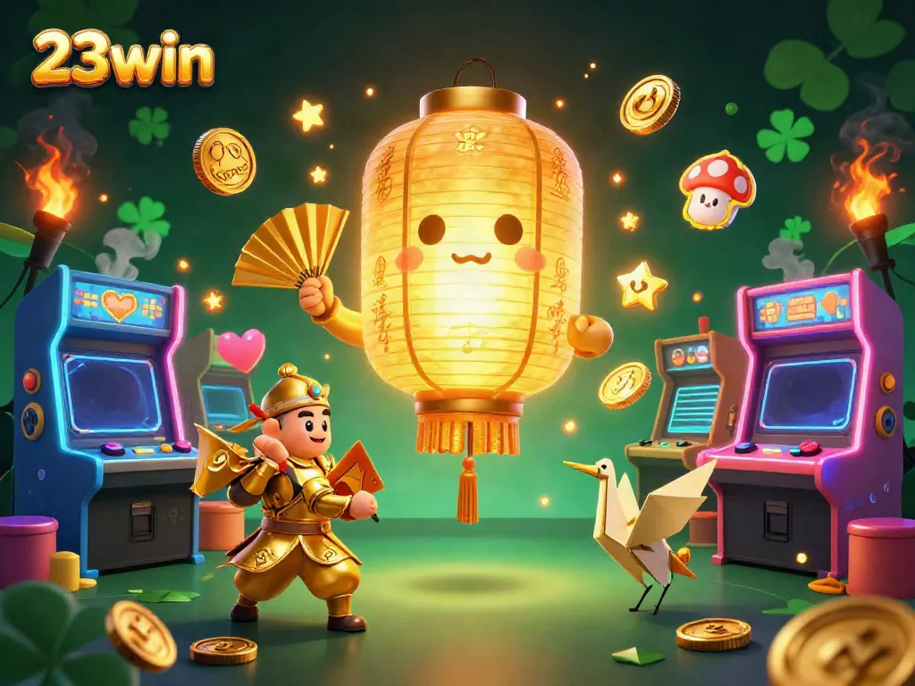 Experience the exciting world of 23win online gambling with vibrant characters and dynamic casino elements.
