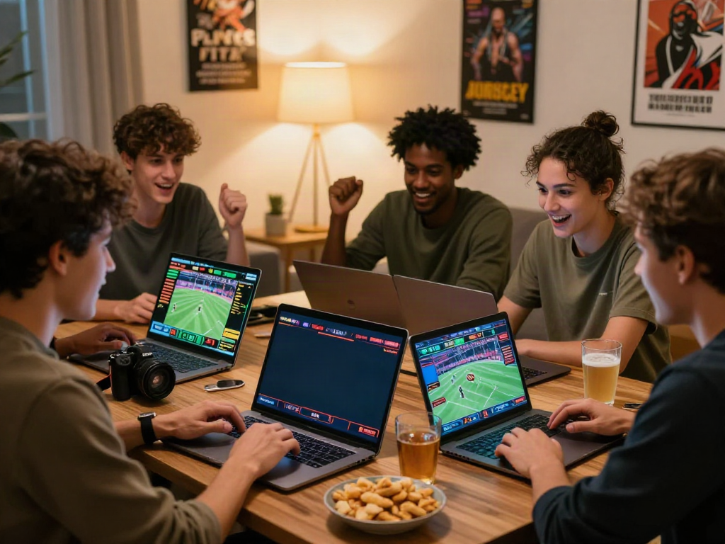 Thrilling group betting experience at home on https://ta88.network/ with friends enjoying online gambling.