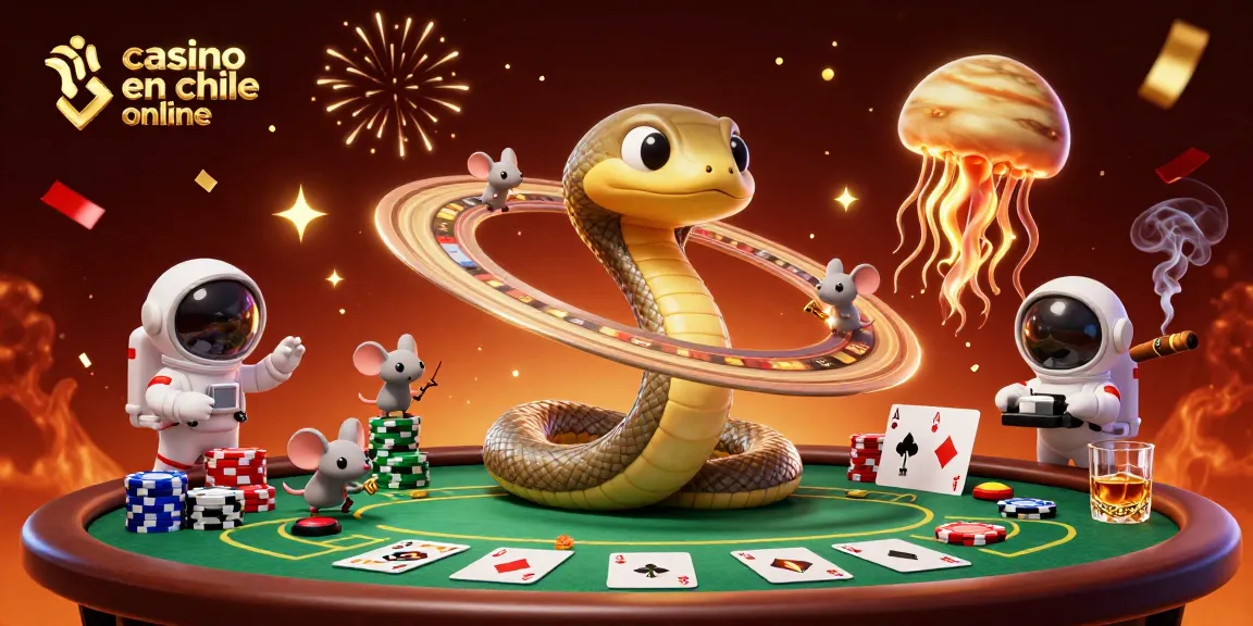 Disfruta de un emocionante casino en línea en Chile con personajes atrapantes celebrando al estilo cósmico.
