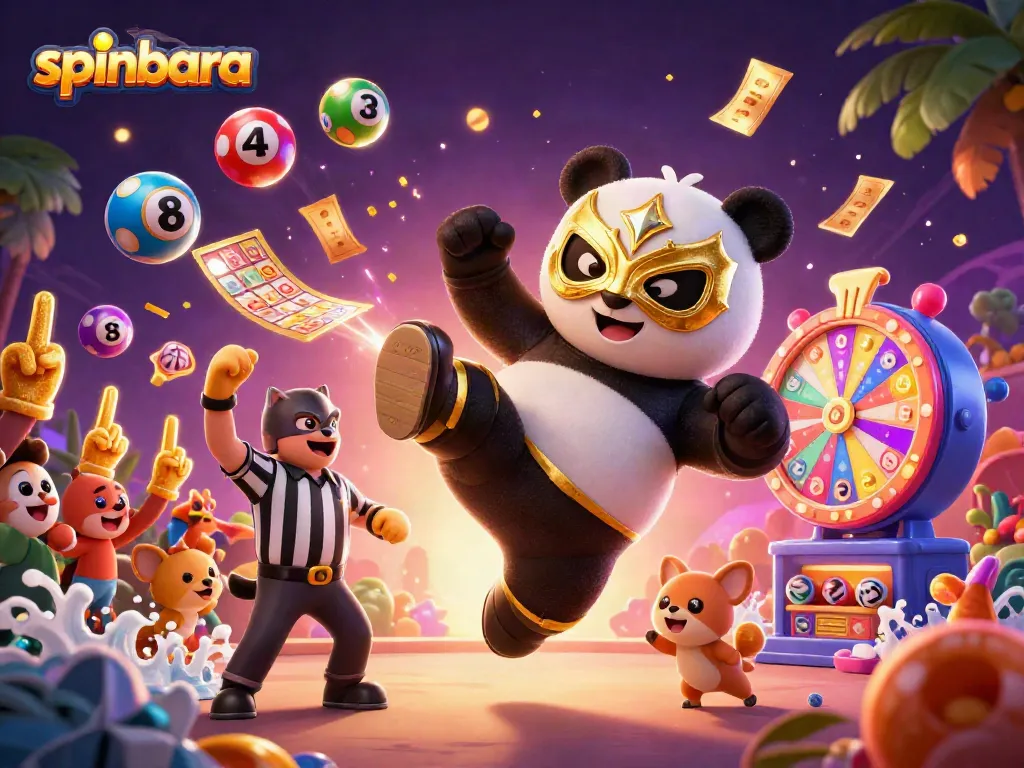 Win big with spinbara and join the fun at a vibrant casino event featuring lively characters and games.