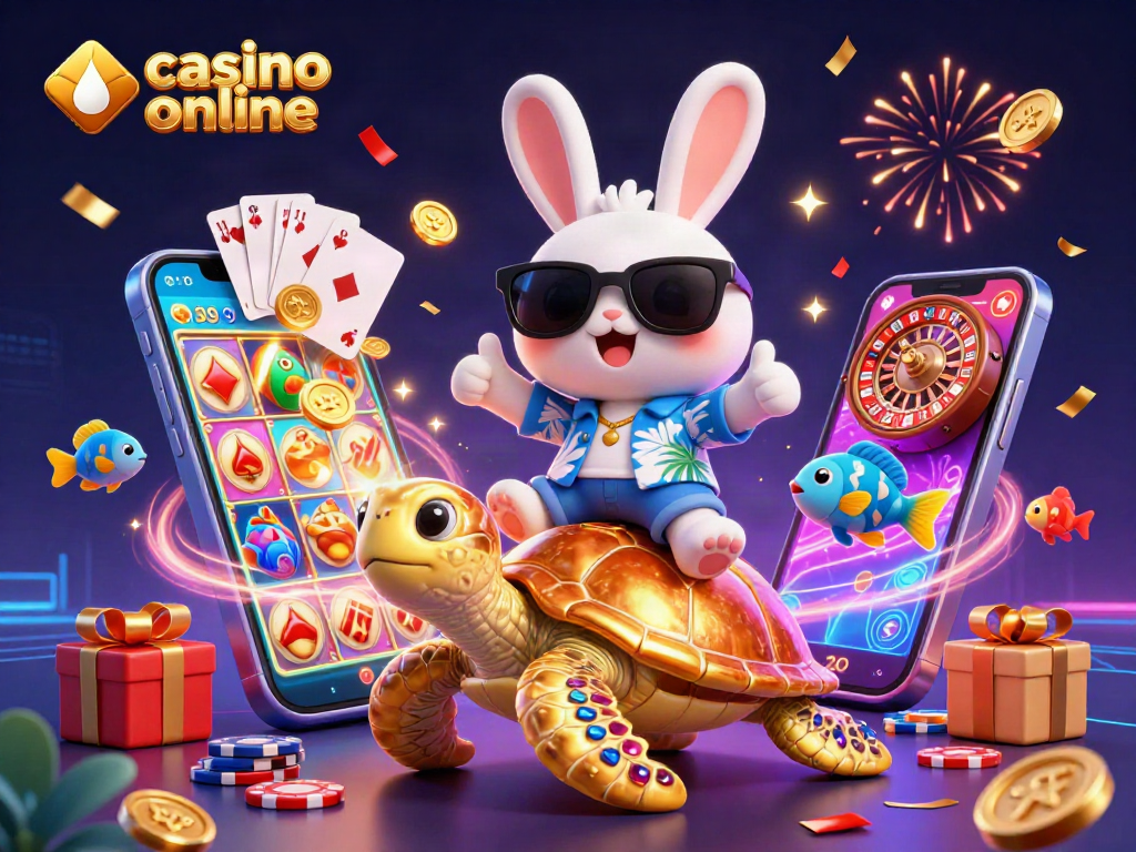 Gana premios jugando en el casino online con tragamonedas y una tortuga dorada.