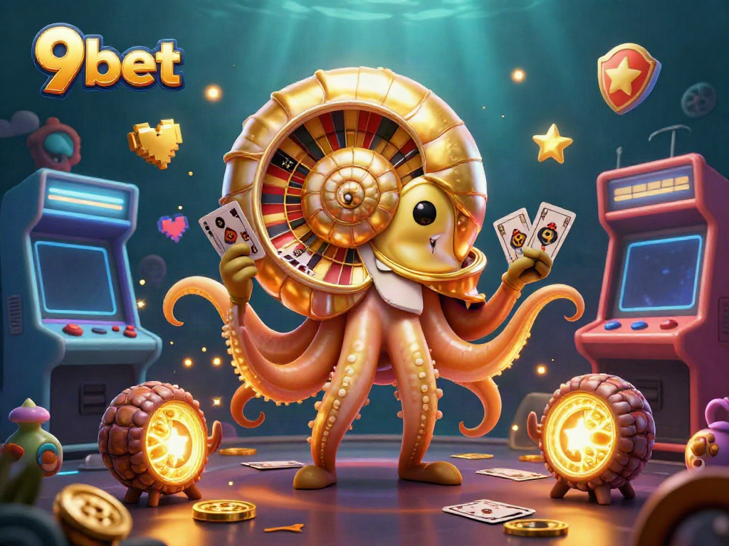 Join the excitement at 9bet, where a giant nautilus roulette wheel and glowing companions offer thrilling gaming experiences.
