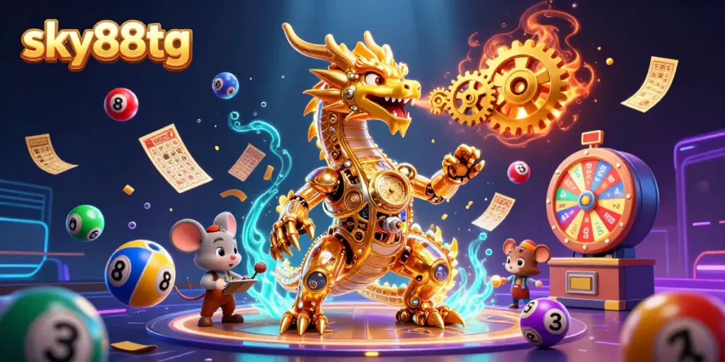 Engage in thrilling games at sky88tg featuring a dynamic 3D dragon and exciting lottery elements.