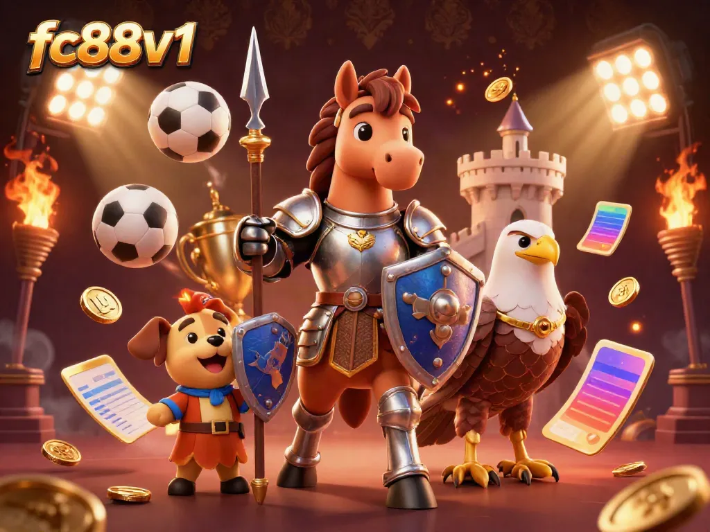 Engage in exciting gameplay with fc88v1's vibrant casino showdown featuring knights and dynamic sports elements.