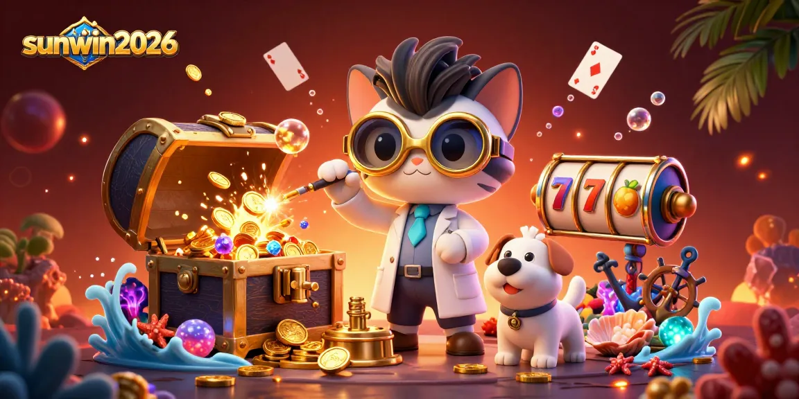 Claim bonuses and spin the reels at sunwin2026, featuring vibrant gaming elements and engaging characters.