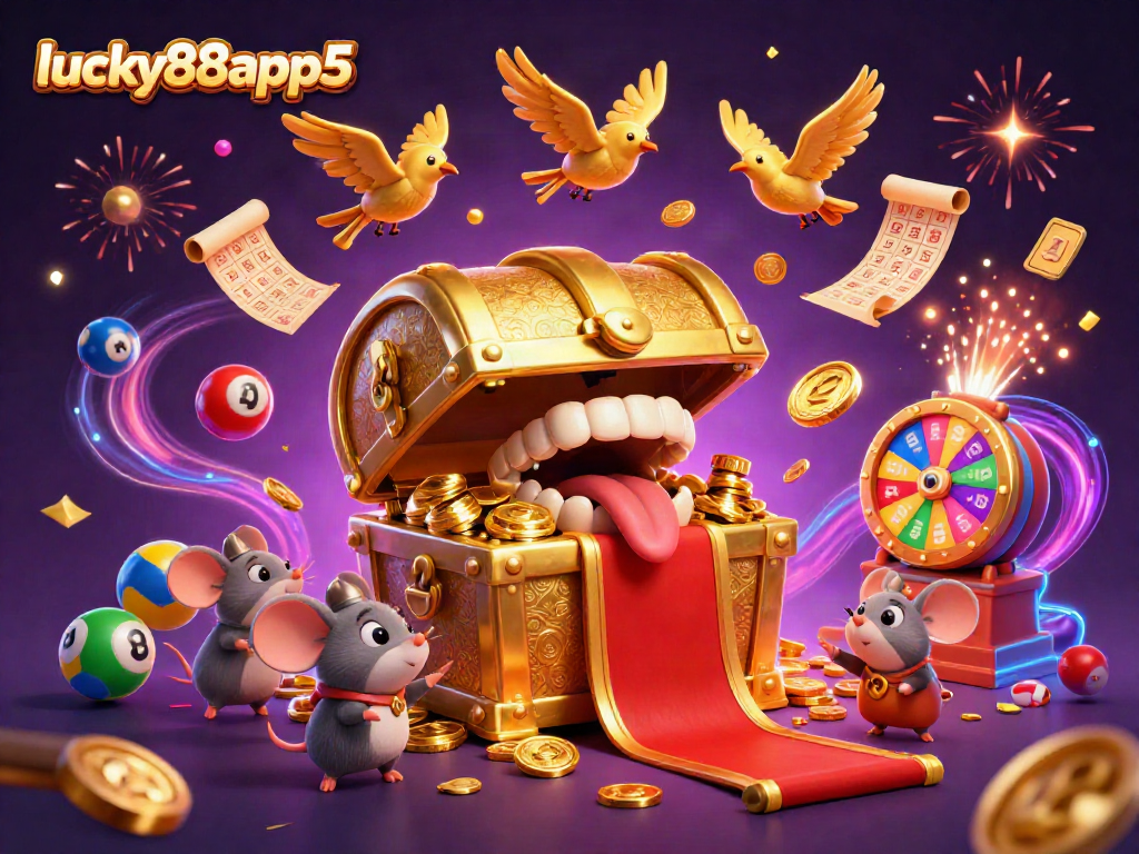 Engage in thrilling luck and excitement with lucky88app5's colorful lottery scene filled with dynamic prizes.