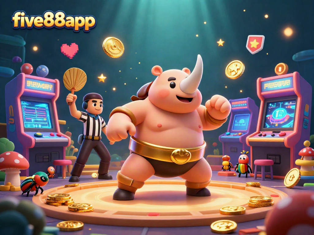 Engage in thrilling casino action at five88app with a lively 3D scene of a sumo beetle champion.