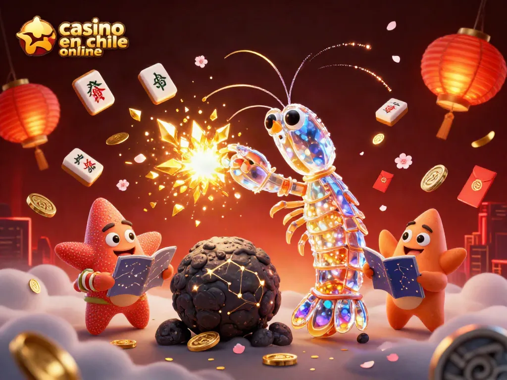 Gana jugando en el casino en línea en Chile con esta ilustración vibrante de un camaleón galáctico luchando contra asteroides llenos de gemas.