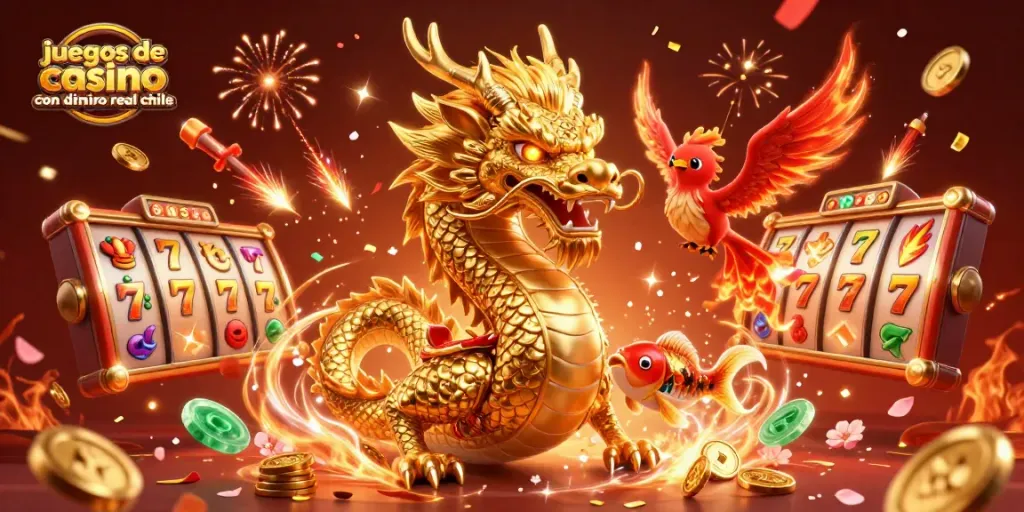 Experimenta juegos de casino online con dinero real en Chile con dragón y fortuna entre monedas.