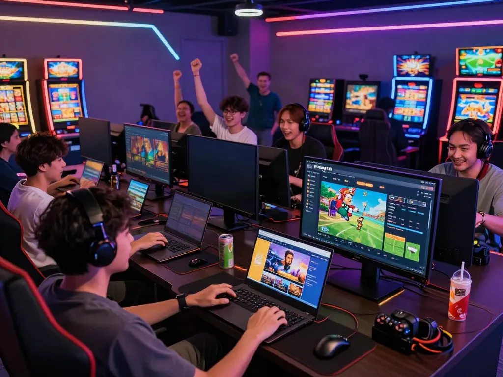 Engaged gamers exploring the Nohuwin game portal for an immersive online gaming experience.