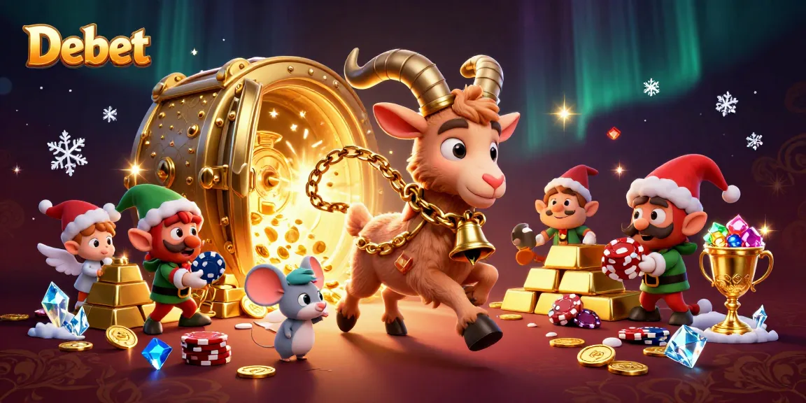 Bet on your luck with Debet in this vibrant fantasy casino scene filled with treasures.