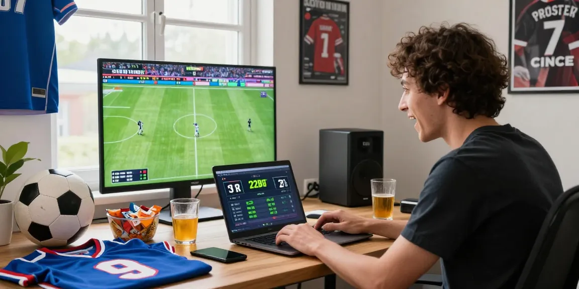 Person betting on 22Bet with lively sports environment and excitement.